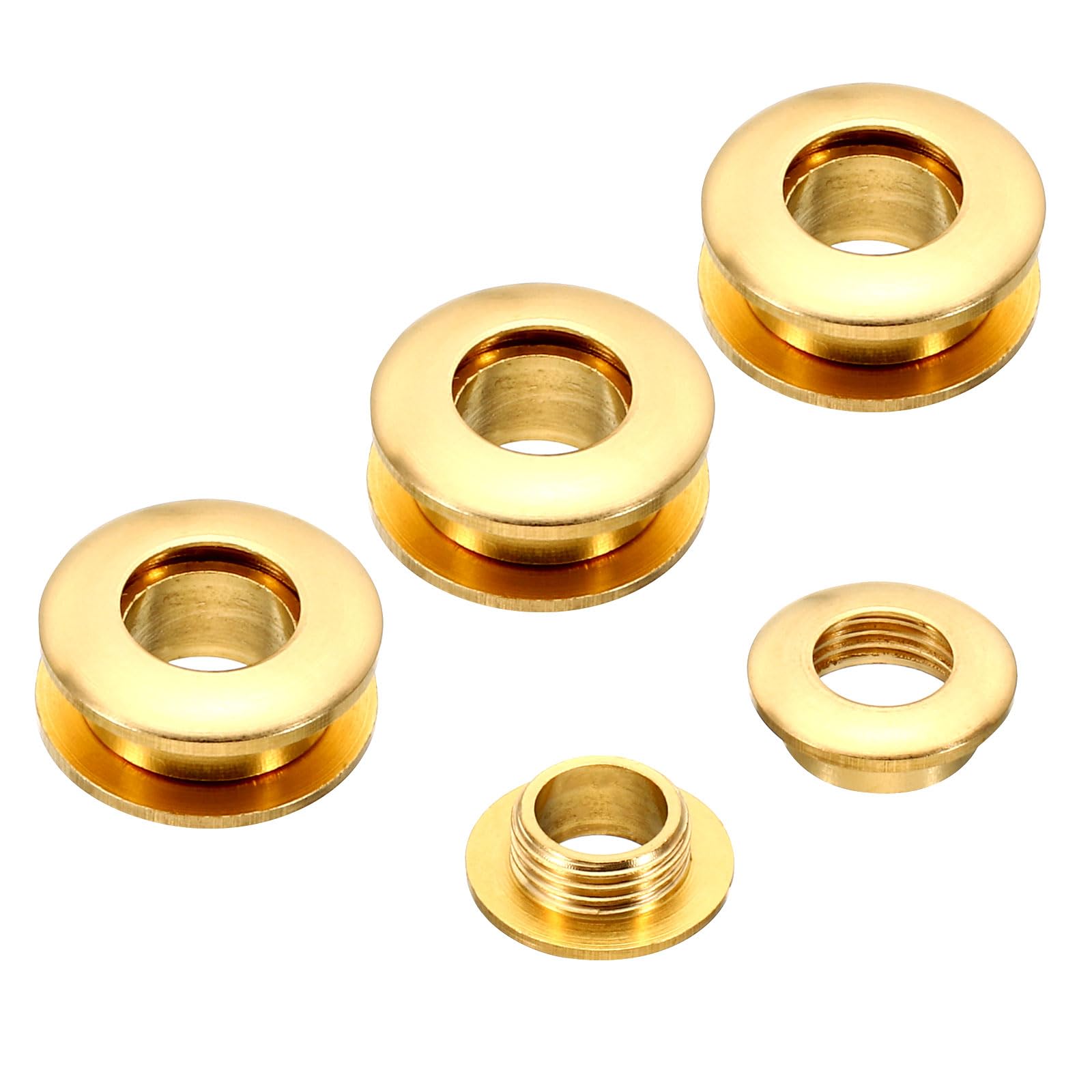 PATIKIL 8mm(1/3 Inch) Solid Brass Hole Eyelets, 4 Pcs Arc Surface Self Backing Grommets with Washer for Leather Craft, Brass Tone — image 1