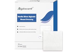 Algitocare Ag-2"X2" Silver Calcium Alginate Dressing"(10 Pack) Non-Stick Sterile Gauze Pads to Accelerate Wound Healing, High