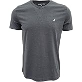 Nautica Men's Short Sleeve Solid Classic Fit V-Neck T-Shirt (Medium, Charcoal Heather)