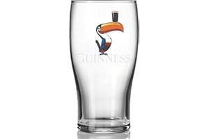 Guinness Toucan Pint Glass, Single Glass | 20oz Pints Drinking Cup | Thick Beer Glasses Beer 20 oz Beer Can Glass