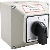 BAOMAIN 32A 3-Phase 3-Position Cam Rotary Changeover Switch with Enclosure | Maintained 1-0-2 3-Pole 12-Terminal Rotary Changeover Switch For Motor Control &amp; Generator MTS,heavy-duty,SZW26-32/D303.3D