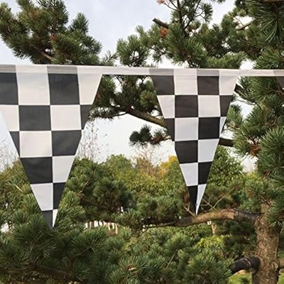 32Â ftÂ BlackÂ andÂ WhiteÂ BlackÂ andÂ WhiteÂ RacingÂ FlagÂ PennantÂ FlagÂ BarÂ KTVÂ HangingÂ FlagÂ BirthdayÂ PartyÂ DecorÂ 