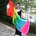 Belly Dance Fan Hand Made Long Veil Silk Bamboo Chinese Dancing Fan for Party Stage Performance Gradient Flame Rainbow Color 1 Pack 1.8m/5.9FT