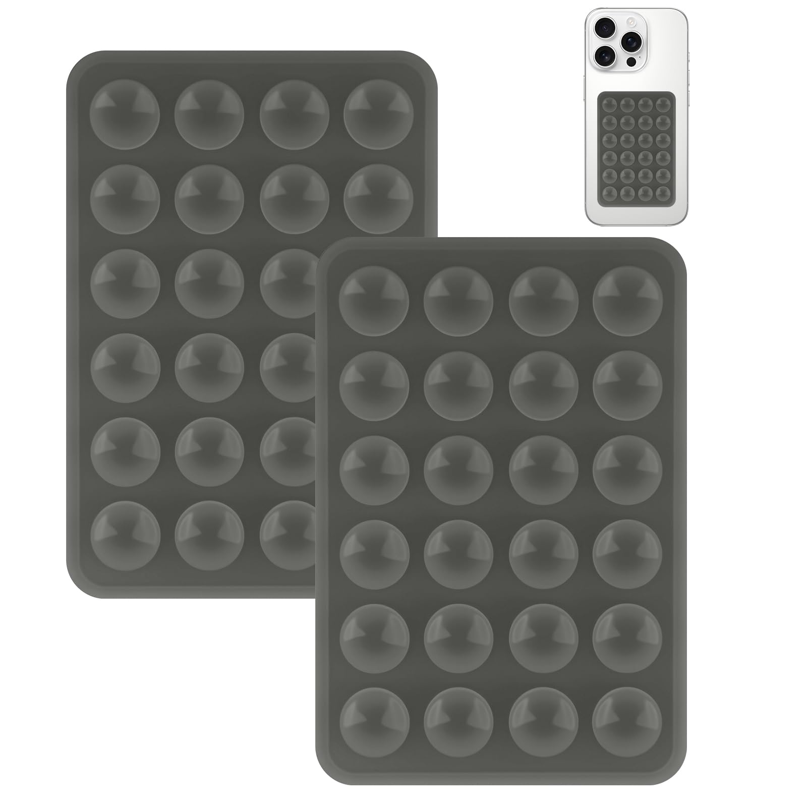 Yojaro 2 Pack Silicone Suction Phone Case Mount, Silicon Adhesive Smartphones Stand Sticky, Non Slip Suction Cup, Hands-Free Phone Accessories Holder for Selfies and Videos Dark Grey