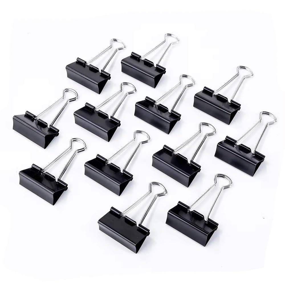 Photo 1 of 100 Pack Medium Binder Clips, Standard 32mm/1.25 in Binder, Durable Medium Black Binder Clips Bulk, Office Binder Supplies, Paper Binders, Metal Binders for Filing, Office, School, Home