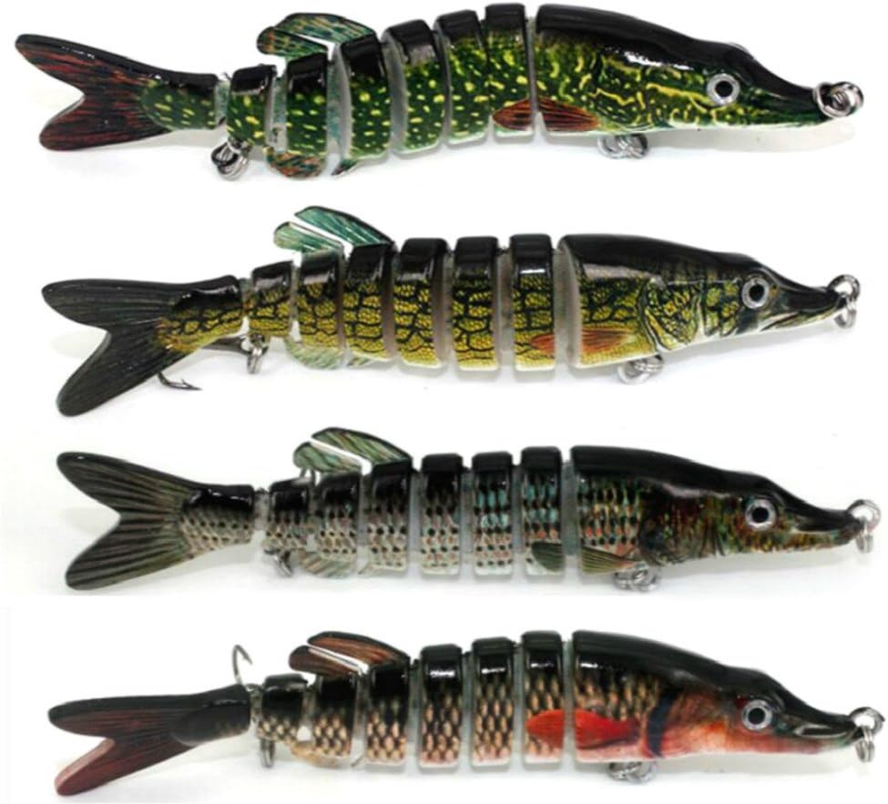 GUFIKY Fishing Lures 4.0 inch/0.5 oz with Rotating Spins Tail for Bass，Trout ，Walleye，Pike and Musky Topwater Floating Hard Baits Swimbaits with Barb Treble Hooks