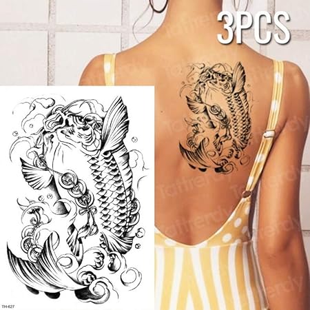 Handaxian 3 Piècelot Tatouage Autocollant Poisson Lotus