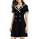 GOELIA Mini Sweater Dress for Women, Button up 3/4 Sleeve Knit Dresses for Teacher Work Business
