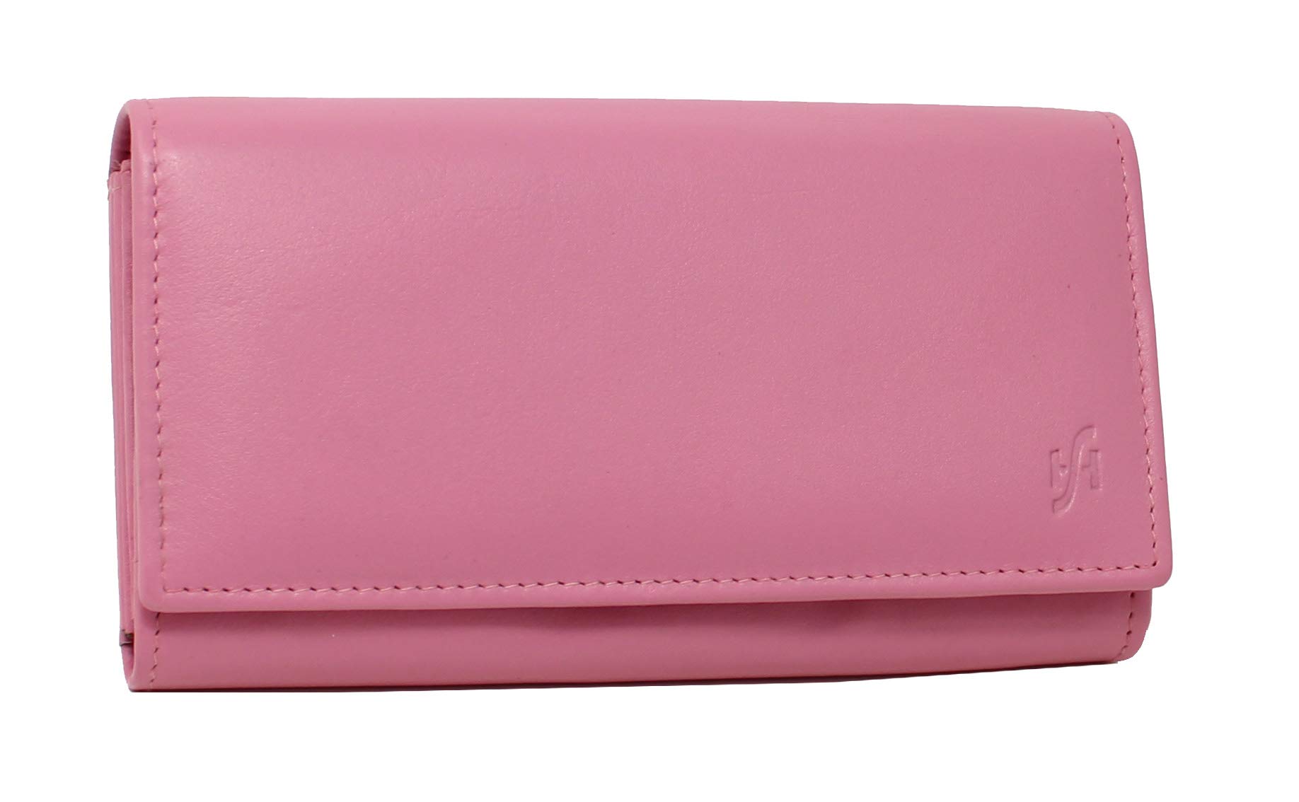 STARHIDE Ladies RFID Long Clutch Wallet Soft Genuine Leather Flap Over Women Purse Credit Cardholder, ID Money & Coin Organizer 5510 (Pink)
