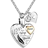 LuxglitterLin Heart Urn Necklace for Ashes Cremation Memorial Keepsake Jewelry for Loved Ones -Your Wings were Ready My Heart was Not