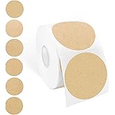 Yeachlaing 2 Inch Round Thermal Label, Self-Adhesive Waterproof Circle Sticker for Logo Design, Multipurpose Direct Thermal Labels, 600 Sheets/1 Roll,Imitation Kraft Paper Color