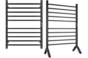 Poloma Wall Mounted & Freestanding Towel Warmer Rack for Bathrooms, Electric Heated Towel Rack Heater, Stainless Steel, Matt Black.