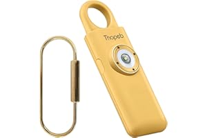 Thopeb–Rechargeable Safety Alarm - 140dB Siren & Strobe Light, Personal Security Keychain for Women/Men/Kids, Emergency Self Defense Device with Low-Battery Alert (Metallic Gold)