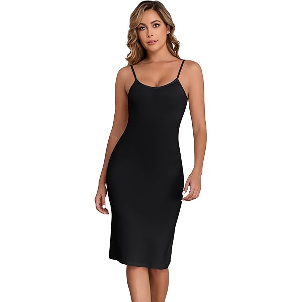 Lovasy Women's Full Slip for Under Dresses Cami Slip Mini Dress Adjustable  Straps Basic Long Full Slips Nightgown Black,Small at Amazon Women's  Clothing store
