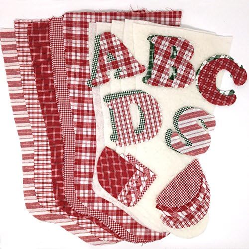 Red Monogram Letter Rag Quilted Christmas Stockings Kit - 5 Precut Stockings! By Jubilee Creative Studio