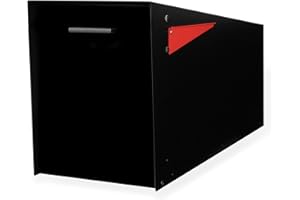 Ilyapa Modern Angle Design Post Mount Modern Mailbox - Black Exterior Powder Coated Steel, All Weather & Corrosion Resistant, Stainless Steel Hinges