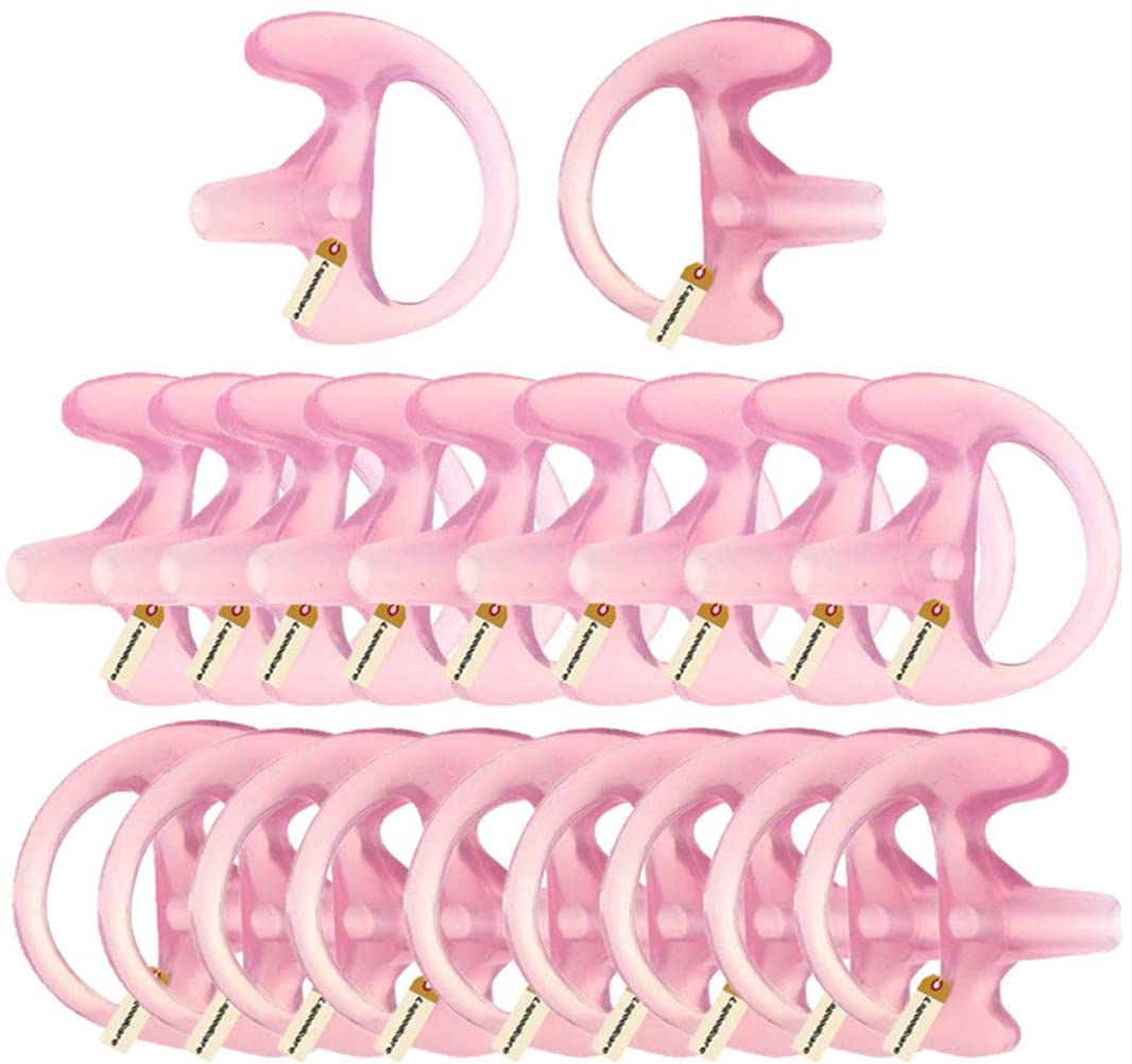 Lsgoodcare 10Pairs Replacement Earmold Earbud Left and Right Ear Piece Compatible for Motorola Kenwood 2 Way Radio Acoustic Coil Tube, Soft Silicone Insert Earmould Ear Buds Ear Mold Pink Small