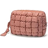 Unilily Quilted Makeup Bag Puffy Cosmetic Bag Cute Puffer Travel Toiletry Bag for Women, Large Makeup Pouch for Purse Quilted Cosmetic Pouch for Essentials Toiletries, Christmas for Women, Girls
