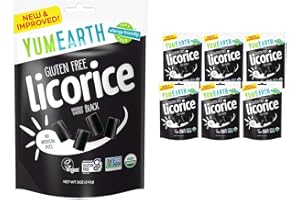 YumEarth Organic Gluten Free Black Licorice Snack Packs - Allergy Friendly, Gluten Free, Non-GMO, Vegan, No Artificial Dyes - 5 Ounce (Pack of 6)