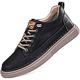 CERYTHRINA Elevator Shoes for Men - Height Increasing Sneakers, 2.5 Inches Taller, Leather Casual Shoes with Height Increase Insoles