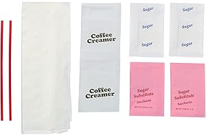 WNA 611912 9-Piece Coffee Condiment Kit, 12" x 12" 1-Ply Napkin (Case of 250)