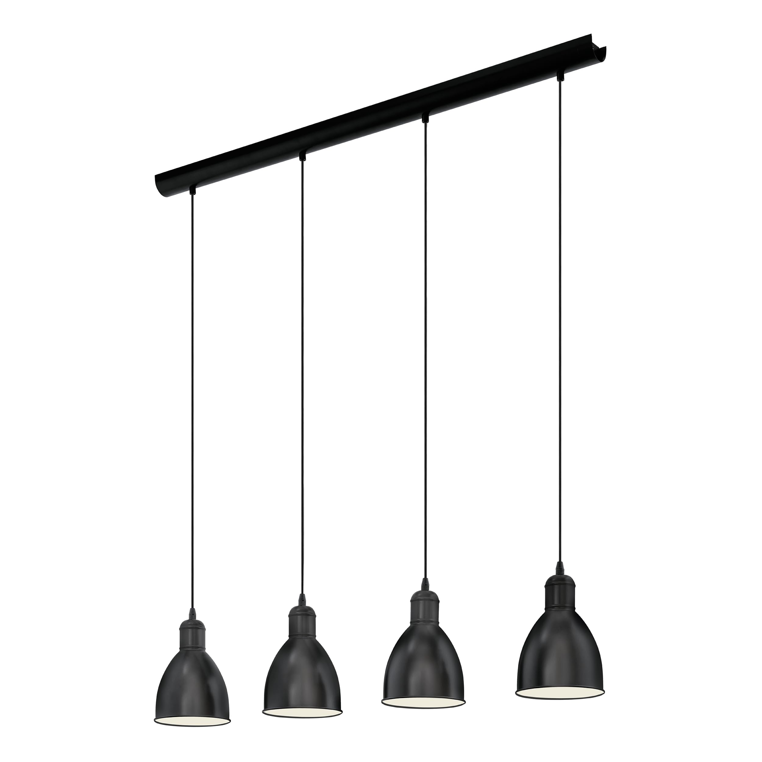 Eglo Priddy 4-Flame Vintage/Industrial Design Pedant Light, Steel Retro Hanging Light, Black and White Colours, E22 Socket — image 1