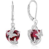 Oskani Butterfly Birthstone Dangle Earrings for Women 925 Sterling Silver 5A Cubic Zirconia Leverback Earrings Jewelry for Mother's Day Valentine Birthday Gifts for Her