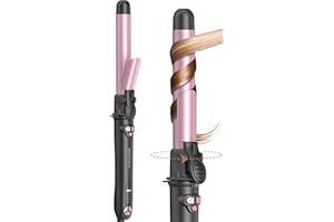 Wavytalk Rotating Curling Iron, Curl Cycle, 1 Inch Automatic Curling Wand for Long Hair, Get Effortless Beach Waves with Self Spinning Barrel up to 430°F with Home Button, Dual Voltage, Rose Gold