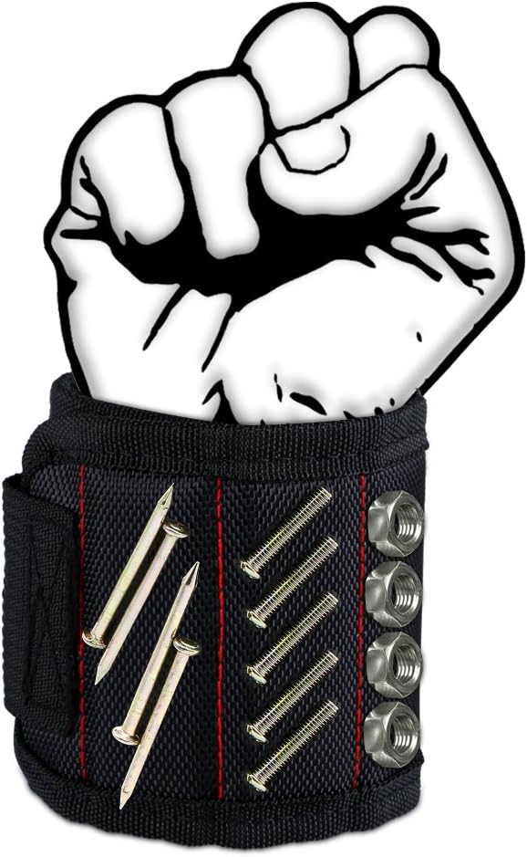 Magnetic Wristbands, Yica Magnets Wristband Tool Holder Bag for Holding Tools, Screws, Nails, Bolts, Drill Bits and Small Tools With 5 Powerful Magnets Tools Organiser Belt Gift For DIY Handyman Men Women