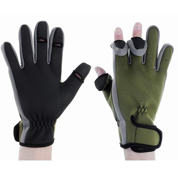 JenNiFer Wasserdichte Neopren-Camo Handschuhe Motorrad-Rennfaltung Fingernägeln Jagd - Gelb & Grün-XL