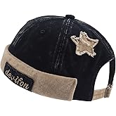 Gvatasz Washed Cotton Brimless Distressed Docker Cap Adjustable Street Casual Sailor Cap Skullcap Beanie Hat Landlord Hats