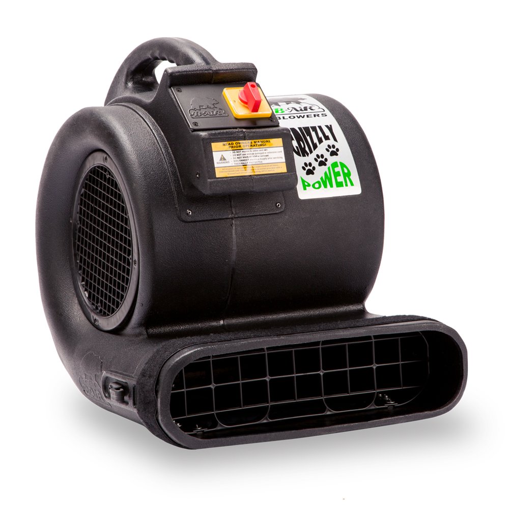 B-Air Grizzly GP-1 1 HP 3550 CFM Grizzly Air Mover Carpet Dryer Floor Fan for Water Damage Restoration and Pet Cage Dryer Black