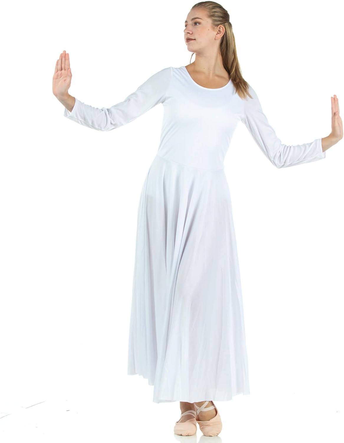 Danzcue Womens Praise Loose Fit Full Length Long Sleeve Dance Dress: Clothing
