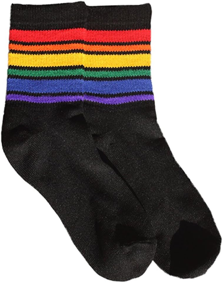 Pride Socks Rainbow Striped Socks - Medium Low Cut (Black)