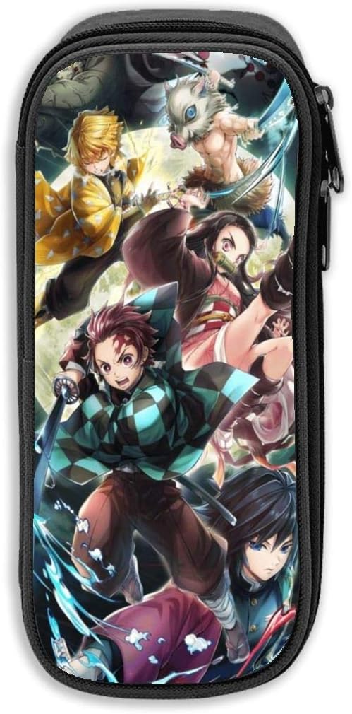 Popular Portable Large Capacity Pencil Bag Pen Case Pen Bag with Zipper, Durable Japanese Anime Demon Slayer Character poster Pencil Holder, Classic Pencil Organizer for College Office School Supplies
