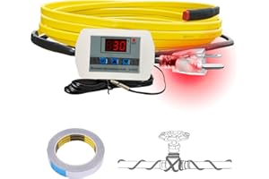 Cupohus Softer Heat Tape for Water Pipes 6FT, Self-Regulating Digital Display Thermostat, Freeze Protection Roof Deicing Cable for Metal, Plastic Home Pipes, RV Water Hose, 110-120V