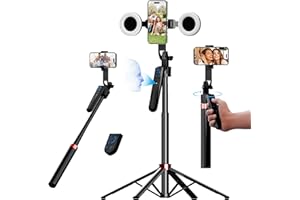 SENWOW 70" Auto Face Tracking Tripod for iPhone, 360 Rotation Travel Selfie Stick Mount with Remote, Gesture Control and Fill