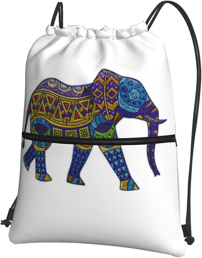 Elephant Drawstring Backpack Waterproof Sports Gym Bag With Zipper,Unisex Daypack Amazon.ca