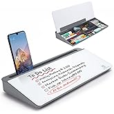 Small Desktop Glass Whiteboard Dry-Erase-Board - Computer Keyboard Stand White Board Surface Pad with Drawer, Desk Organizers