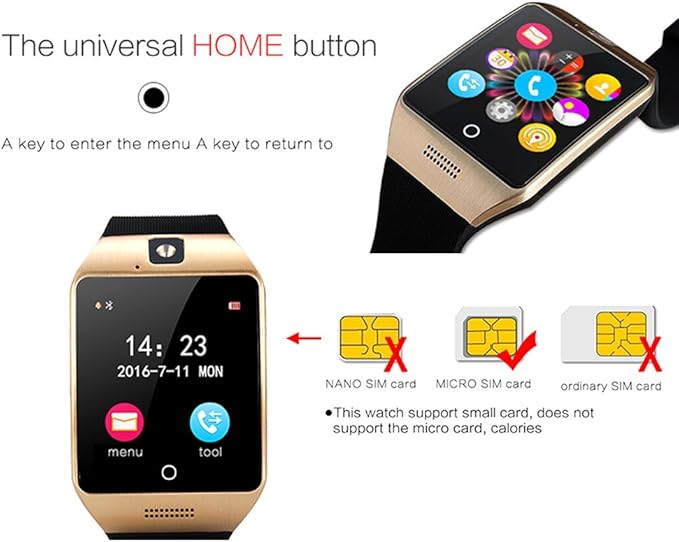 AGPtEK Q18s Bluetooth 3.0 Reloj Inteligente con con la cámara 01 ...