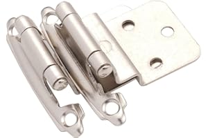 DecoBasics 3/8" Inset Cabinet Hinges Brushed Nickel (10 Pair -20 Pcs) Offset Self Closing Cabinet Hinges for Kitchen Cabinets Satin Nickel w/Silicon Bumpers & Upgraded Screws