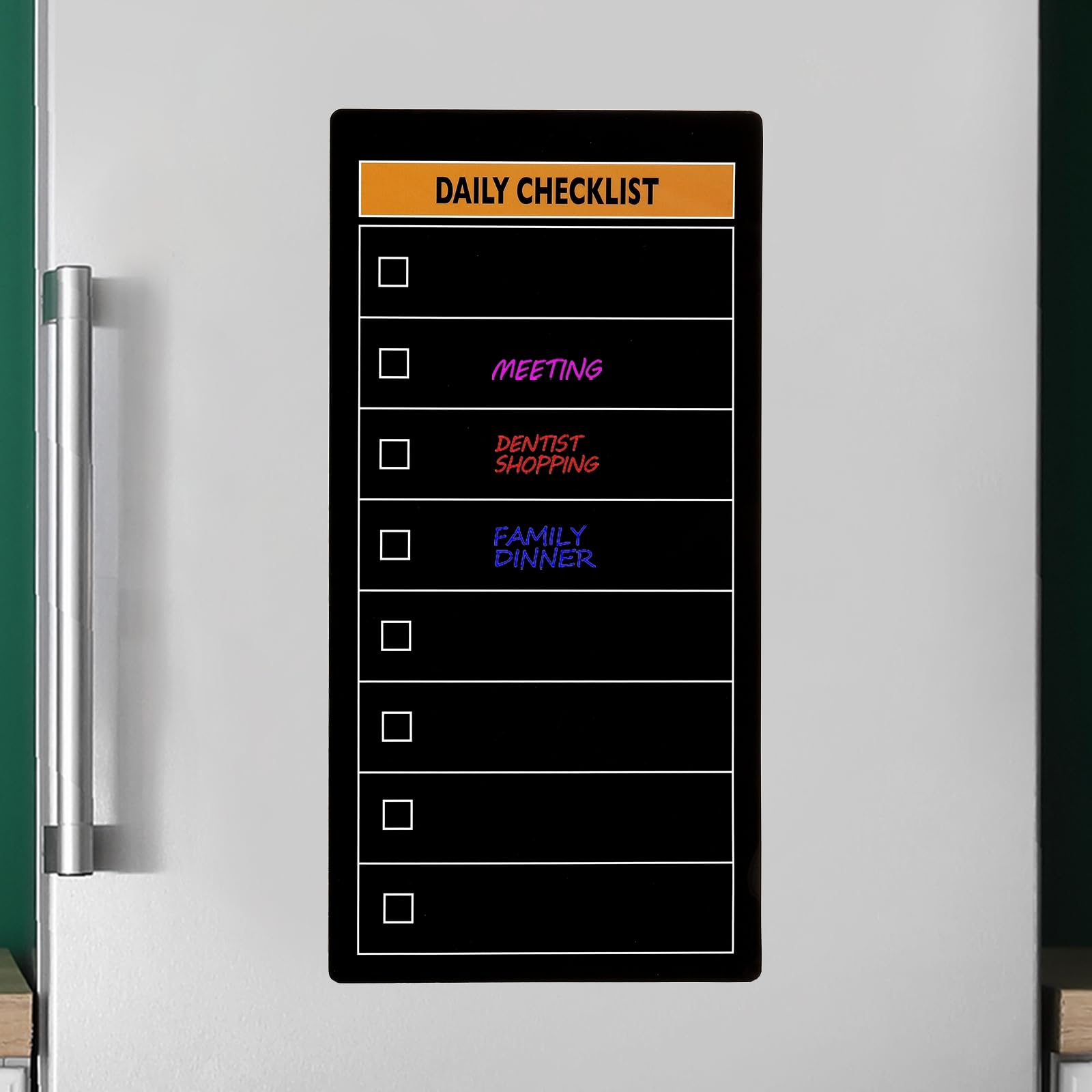 PATIKIL 10.2" x 5.1" Magnetic Chore Chart, Dry Erase Whiteboard Chart Calendar for Daily Weekly Monthly Checklist Schedule, Black