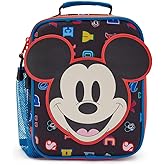 Disney Store Official Mickey Mouse Letters Insulated Lunch Box - Mickey Mouse Lunch Bag for Kids with Double Zip Pull, Embroidered Details, Screen Art, Mesh Pocket, ID Label - Perfect for School
