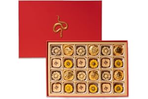 Laumière Gourmet Fruits – Lunar New Year Collection - Rectangle (24 Pcs) – Gong Xi Fa Cai - Chinese New Year Good Luck Candy – Premium Dry Fruits and Nuts Gift Box - No Added Sugar - Gluten Free