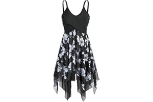 Kate Kasin Women's Two Piece Swimsuits Tummy Control Flowy Mesh Swimwear Bathing Suits with Boyshorts Swimdress