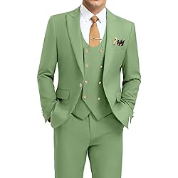 Aowdoy Men's Suits 3 Piece Slim Fit Tuxedo Suit One