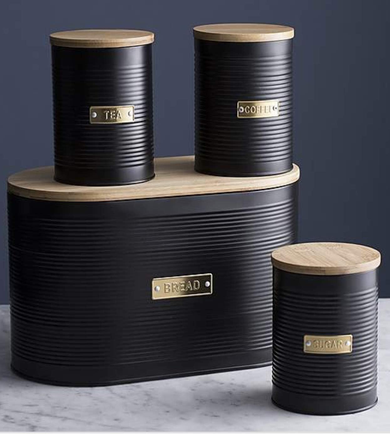 matte black tea coffee sugar canisters