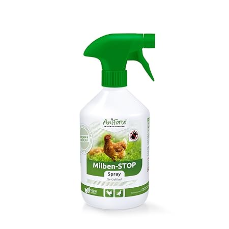 AniForte Milben - Stop Spray 500 ml - Naturprodukt für Geflügel gegen Milben und Parasiten als Umgebungsspray, Kontaktspray, 