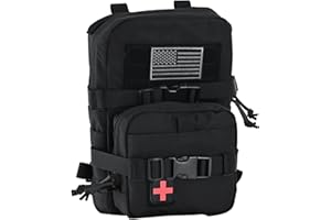 TACTIFANS Tactical Mini Molle Hydration Pack,Molle Hydration Carrier with IFAK Pouch&US Flag&Med Patch,Hydropack for 2L Water Bladder