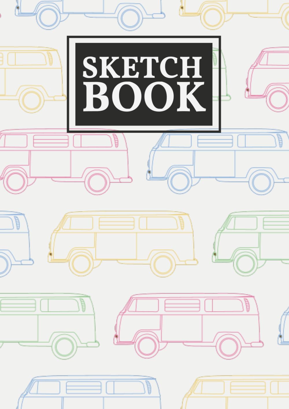 A4 Sketchbook: Retro Camper Van Pattern Cover Drawing Pad for Artists, Beginners and Creative Kids Girls Boys Women 120 Blank Pages